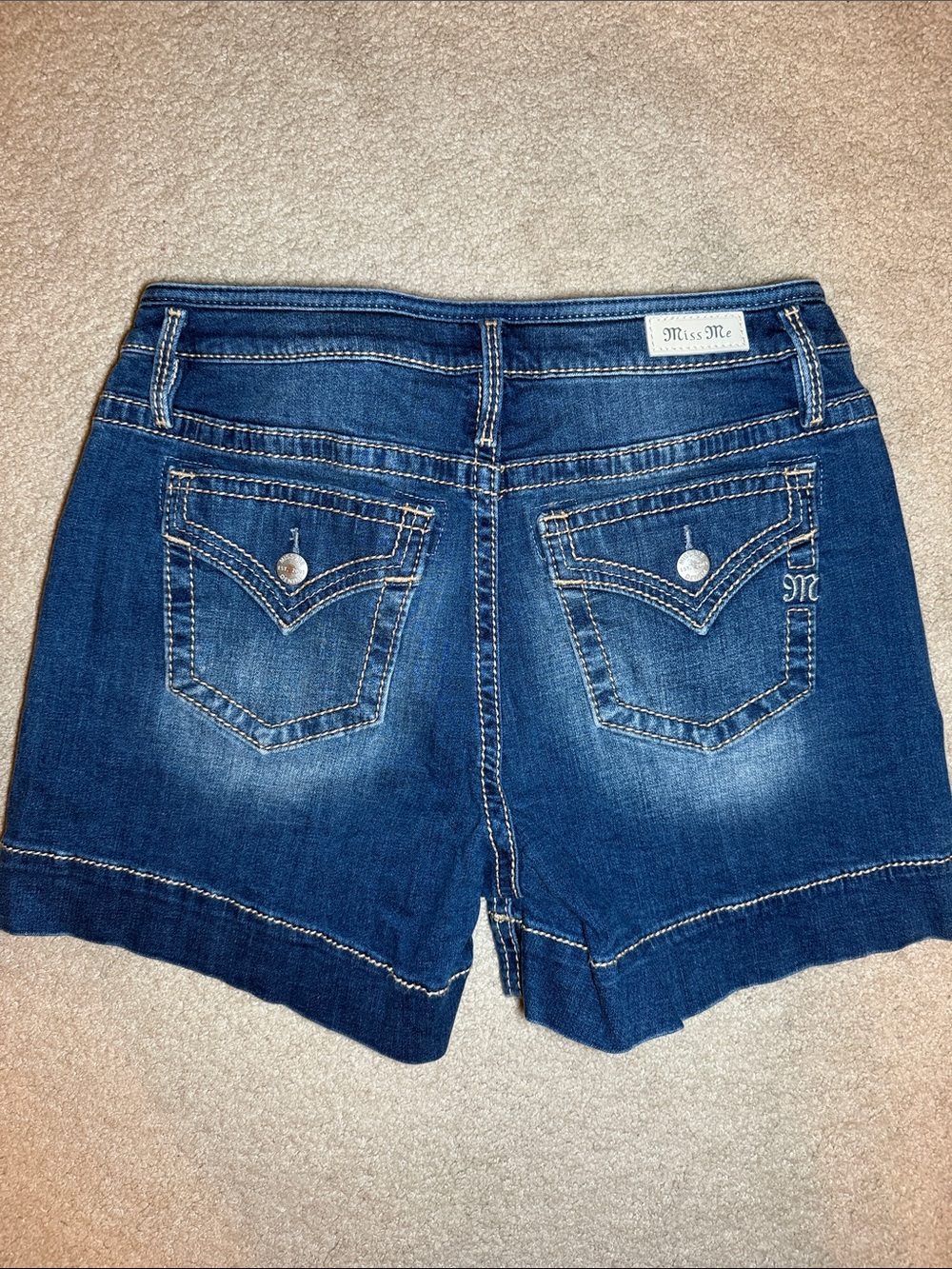 Miss Me Dark Blue Denim Pocket-Accent Jean Shorts - Picture 1 of 4